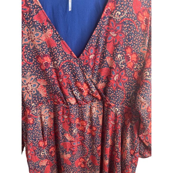 Free People Teegan Floral Print Long Sleeve Wrap Mini Dress Asymmetrical X-Small - Picture 6 of 16